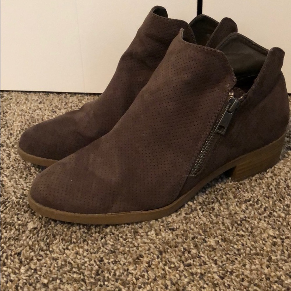 Gray suede booties